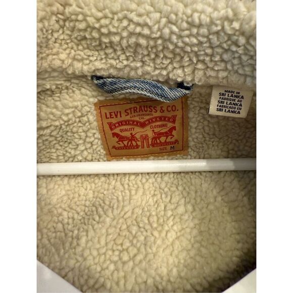 Levi’s Fleece Lined Denim Trucker Jacket sz M EUC - Picture 6 of 7
